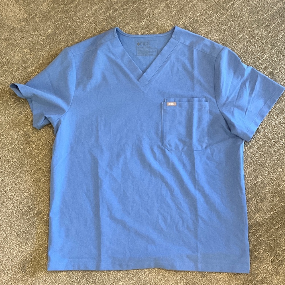 Figs Sky Blue V-Neck Men's scrub Top